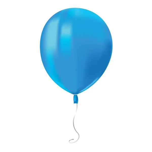 Realistische Lucht Vliegende Blauwe Ballon Met Reflecteert Geïsoleerd Witte Achtergrond — Stockvector