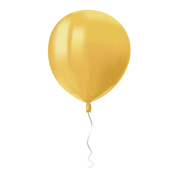 Realistischer Gelber Luftballon Mit Reflexen Auf Weißem Hintergrund Festliches Dekorationselement — Stockvektor