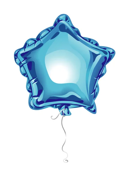 Realistischer Blauer Folienballon Form Eines Sterns Mit Reflexen Auf Weißem — Stockvektor