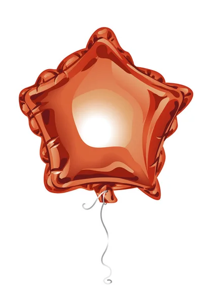 Palloncino Realistico Lamina Rossa Forma Stella Con Riflessi Isolati Sfondo — Vettoriale Stock