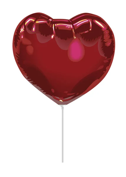 Ballon Réaliste Feuille Rouge Forme Coeur Avec Des Reflets Isolés — Image vectorielle