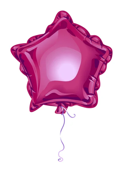 Realistischer Rosafarbener Folienballon Form Eines Sterns Mit Vereinzelten Reflexen Auf — Stockvektor
