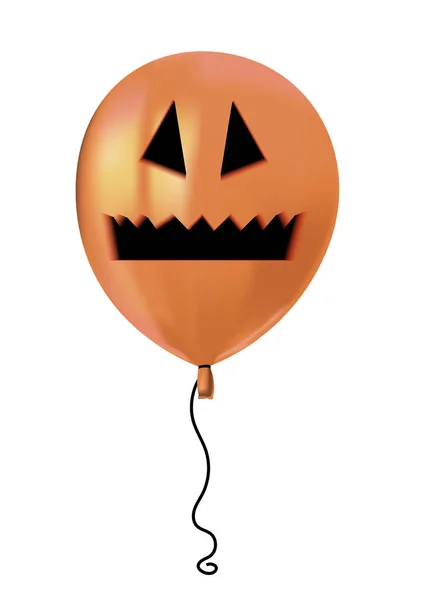 Ballon Volant Halloween Effrayant Citrouille Visage Monstre Bouche Les Yeux — Image vectorielle