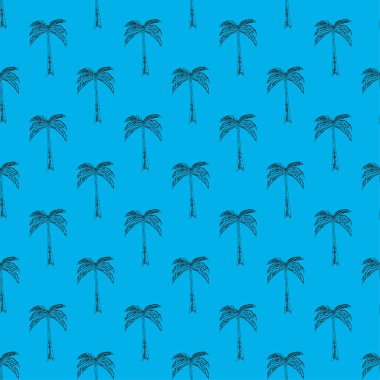 Palmiye ağacı mavi, pürüzsüz desen. Herhangi bir web tasarımı veya tekstil için palmiye ağacının basit vektör çizimi