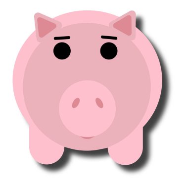 Beyaz arka planda izole edilmiş sevimli komik domuz. Düz basit stil domuz yavrusu yılın Çin burcu sembolü. Vektör illüstrasyonu