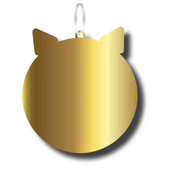 Decoração Ano Novo Silhueta Porco Dourado Leitão Estilo Simples Plano — Vetor de Stock