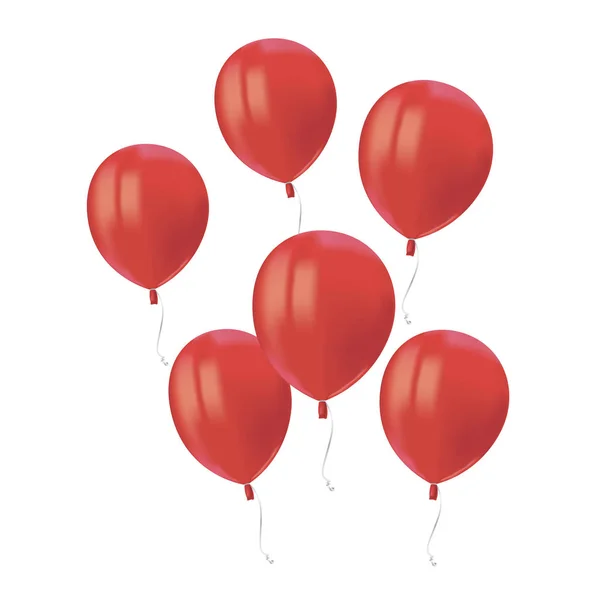 Zusammensetzung Realistischer Luftballons Mit Roten Reflexen Auf Weißem Hintergrund Festliches — Stockvektor