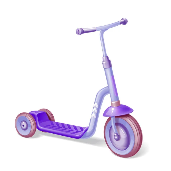 Patinete Scooter Púrpura Para Niños Bicicleta Eco Transporte Urbano Vector — Vector de stock