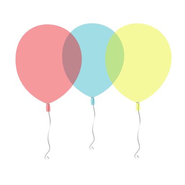 Üç beyaz arka plan üzerinde izole uçan balon hava. Doğum günü partisi için festival dekor öğe veya balon tebrik kartı tasarım öğesi. Vektör