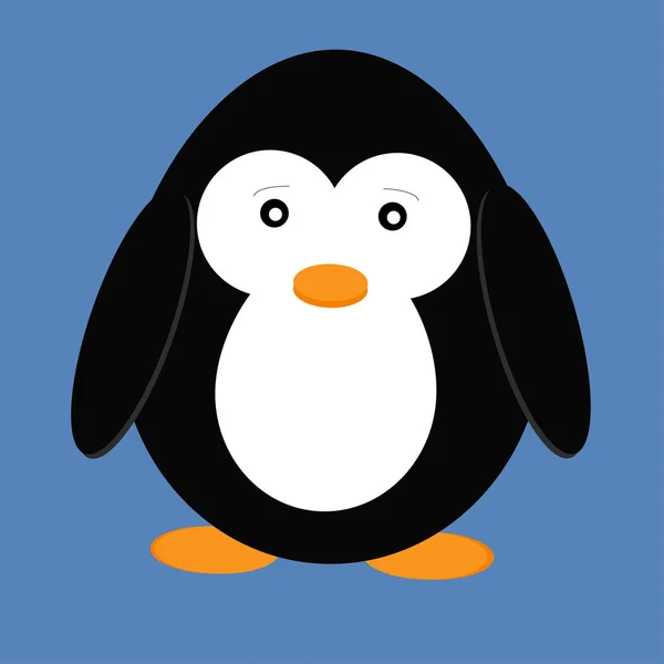 Векторная Иллюстрация Милого Мультяшного Пингвина Синем Фоне Животное Холодного Континента — стоковый вектор