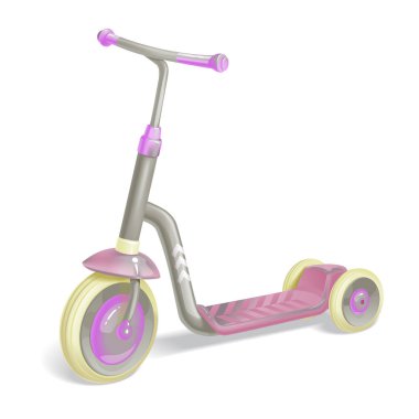 Çocuklar için patenli scooter. Denge bisikleti. Eko Şehir Taşımacılığı. Vektör tekme scooter koleksiyonu. İtme döngüsü beyazda izole edildi