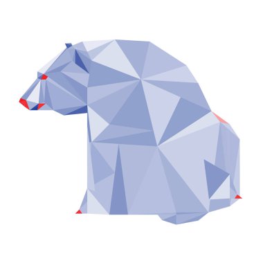 Soyut poligonal geometrik kutup ayısı. Üçgen düşük Poli ayı. Doğa, hayvan yaban hayatı Tema tasarım kartı, davet, afiş, poster, kitap, albüm için. Vektör