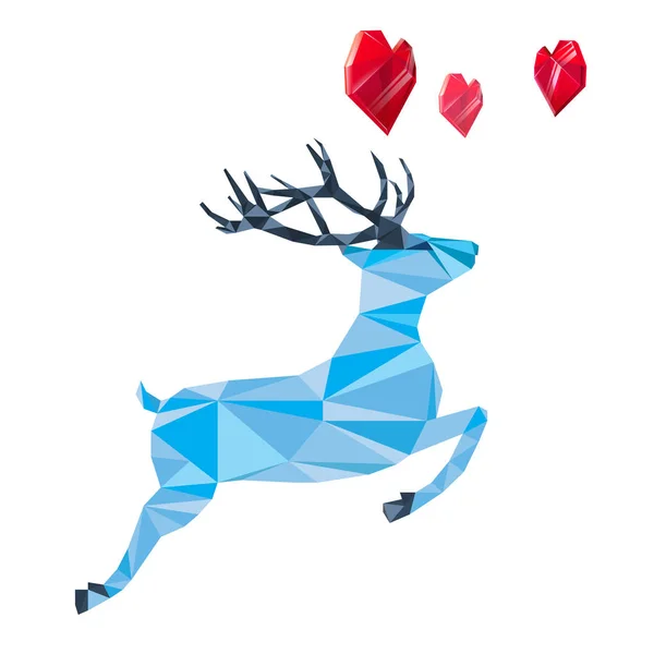 다각형 사슴입니다 사랑에 삼각형 사슴입니다 디자인 초대장 포스터 앨범에 — 스톡 벡터