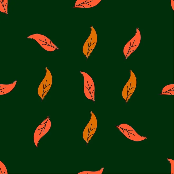 Vintage Seamless Leaves Pattern Hand Drawn Autumn Leaves Green Abstract — Stock Vector