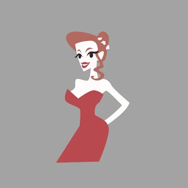 Hermosa Chica Con Retrato Pelo Color Rojo Aislado Sobre Fondo — Vector de stock