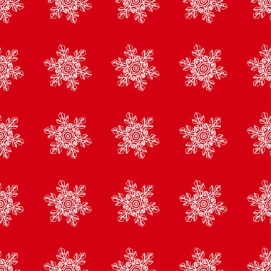 Kış sorunsuz arka plan tebrik kartı veya davet için kar taneleri ile. Neşeli Noel ve mutlu yeni yıl öğesi tasarım. Parlak kırmızı vektör zemin