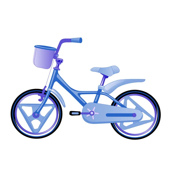 Vector Illustration Blue Children Bike Wheeled Eco Transport Kids Simple — Stock Vector
