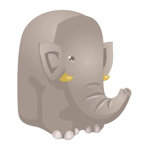 Funny Cartoon Elephant Vector Illustration Elephant Funny Character Isolated White — Stock Vector
