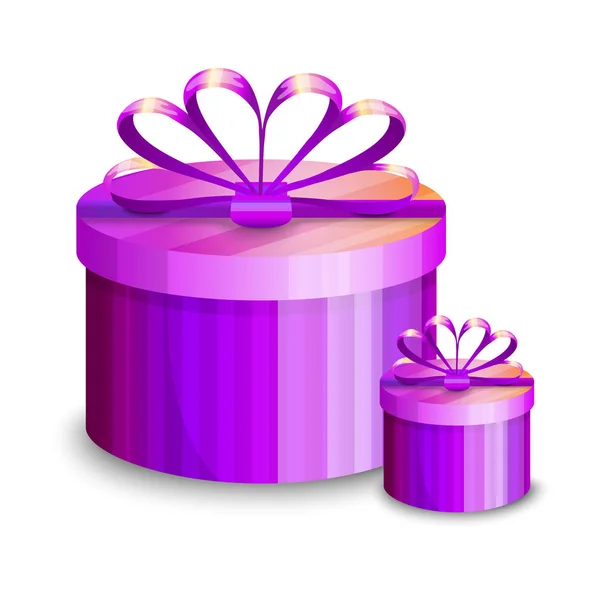 Две Фиолетовые Подарочные Коробки Представлены Изолированными Белом Фоне Векторная Иллюстрация — стоковый вектор