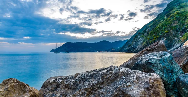 Naplemente Fény Vernazza Cinque Terre Olaszország — Stock Fotó