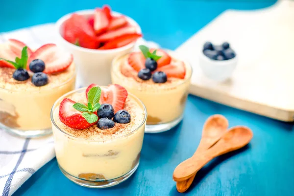 Italian Dessert Tiramisu Glass Sweet Food — Stock Photo, Image