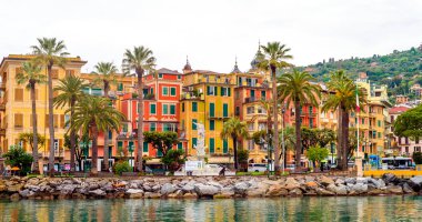 Santa Margherita Ligure. Cenova, İtalya, görünümü set of