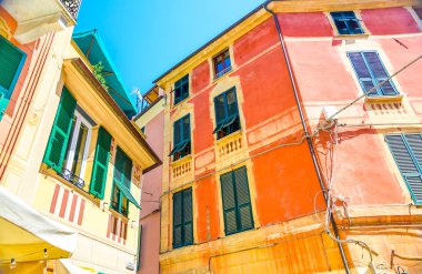 Colorful buildings in Monterosso in Cinque Terre, Italy on sunny day. clipart