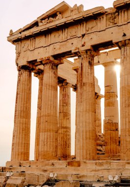 Atina, Hephaestus Tapınağı, Yunanistan, günbatımı Akropolü Parthenon