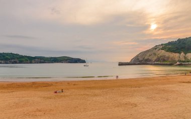 Playa De Gorliz at sunset, Spain, Basque Country, Bilbao clipart