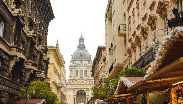 Budapest Christmas Market at Saint Stephen Basilica square, Christmas