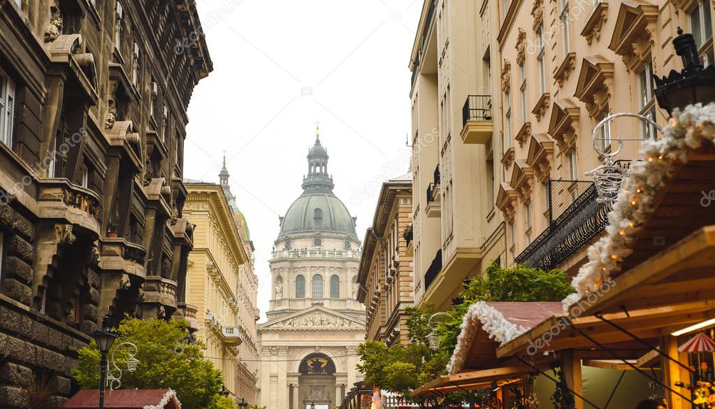 Budapest Christmas Market at Saint Stephen Basilica square, Christmas