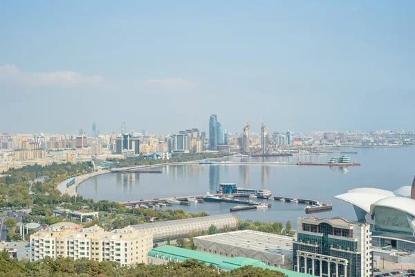 Baku aerial panoramic view from the Martyrs Lane viewpoint, which located in the center of Baku, Azerbaijan