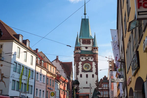 Wieża Bramy Martinstor Freiburg Breisgau Niemcy — Zdjęcie stockowe