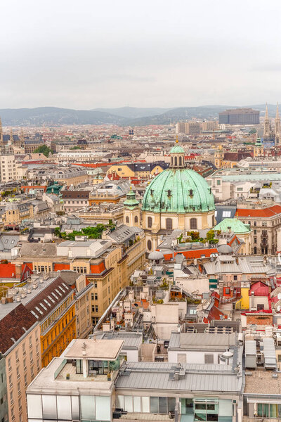 Vienna city panorama view from St. Stephan's cathedral Austria