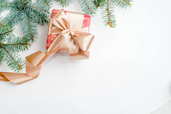 Fundo de férias de Natal com caixas de presente. Vista superior de cima — Fotografia de Stock