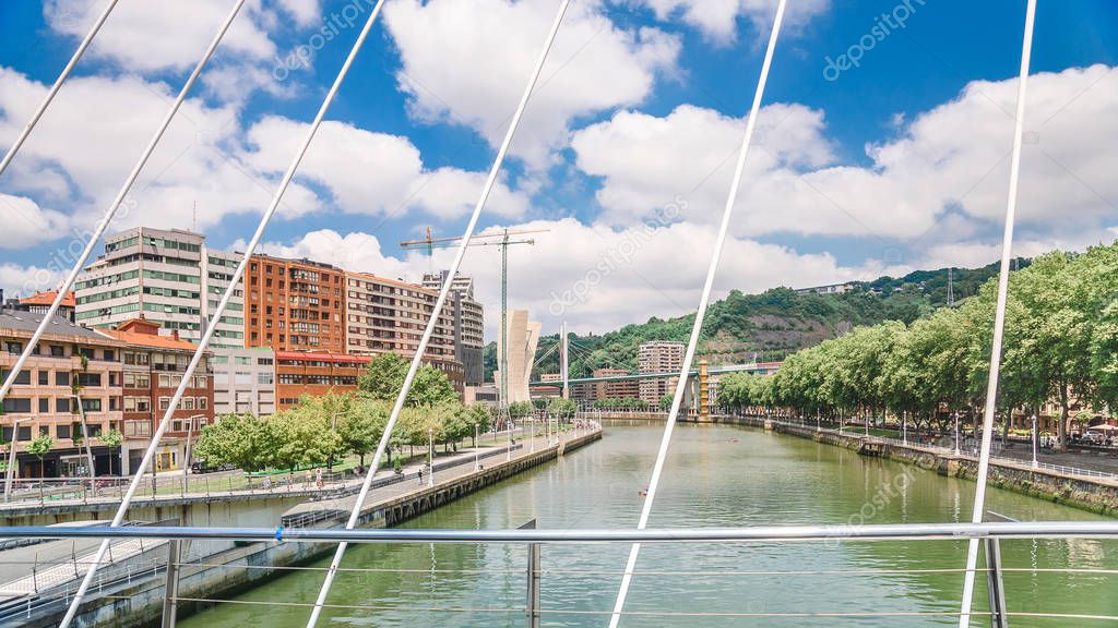 Bilbao, basque city, old town views on sunny day, Spain