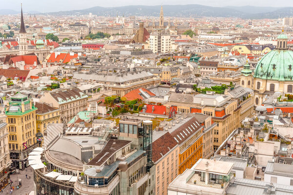 Vienna city panorama view from St. Stephan's cathedral