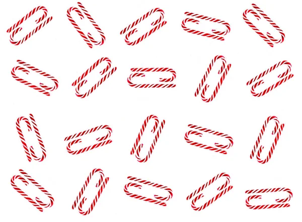 Christmas Candy Cane mönster på vit bakgrund. Platt låg-och övervy — Stockfoto