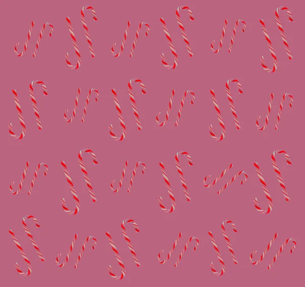 Patrón de bastón de caramelo de Navidad sobre fondo rosa. Plano y vista superior — Foto de Stock