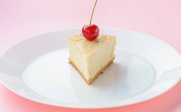 Plain Cheesecake Isolated White Background Clipping Path — Stock Photo, Image