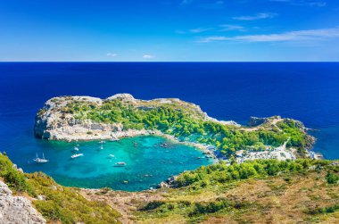 Panoramatic view of Anthony Quinn bay and Mediteranean sea (Rhodes, Greece) clipart