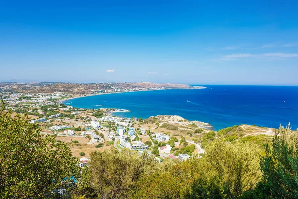 Vista Hoteles Faliraki Mar Mediterráneo Rodas Grecia — Foto de Stock