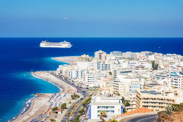 View Aegean Coast City Rhodes Cruise Ship Rhodes Greece — Stock Photo, Image