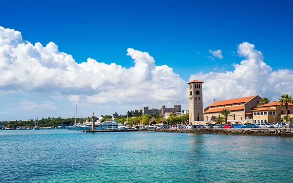 Boats Front Grand Master Palace City Rhodes Rhodes Greece — Stock Photo, Image