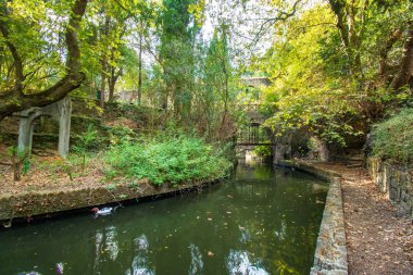 Küçük bir nehir Rodini Park City Rodos (Rhodes, Yunanistan)