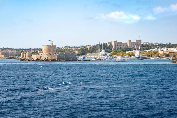 Nicoaus Fortress Mandraki Harbor Grand Master Palace City Rhodes Rhodes — Stock Photo, Image