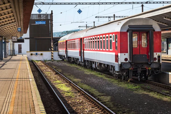 Second class coach still by platform at Main railway station in