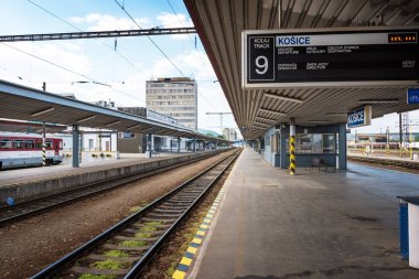 Kosice, Slovakya 1 Mayıs 2019: Kosice'deki ana tren istasyonu