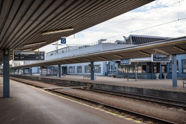 Kosice, Slovakya 1 Mayıs 2019: Kosice'deki ana tren istasyonu