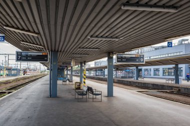 Kosice, Slovakya 1 Mayıs 2019: Kosice'deki ana tren istasyonu